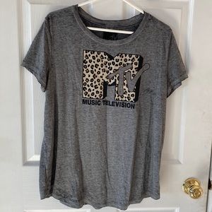 MTV leopard print grey T-shirt size XL